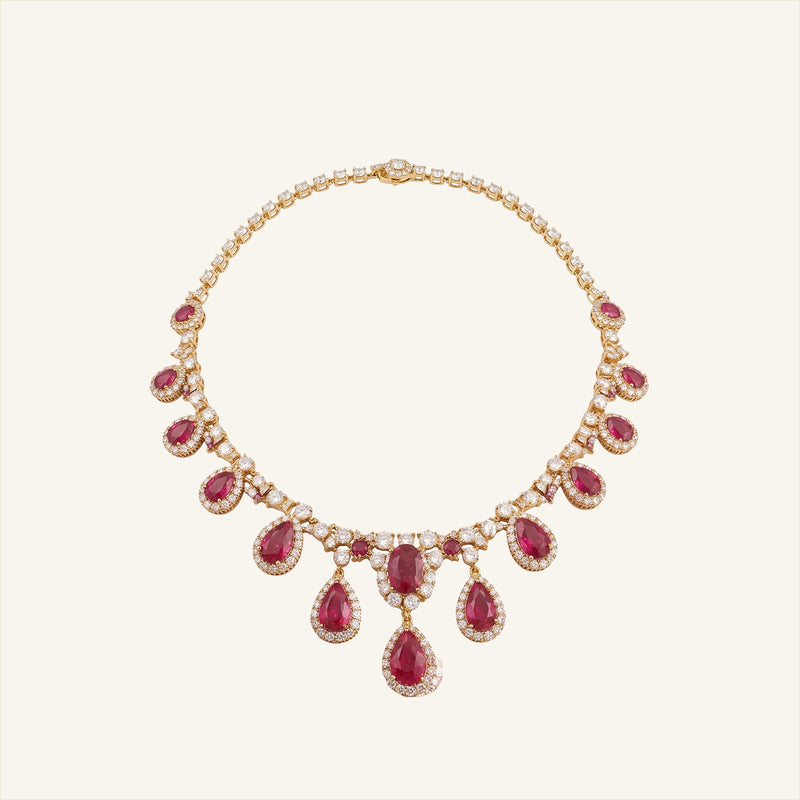 Royal Crimson Drop Necklace in Gold & Platinum