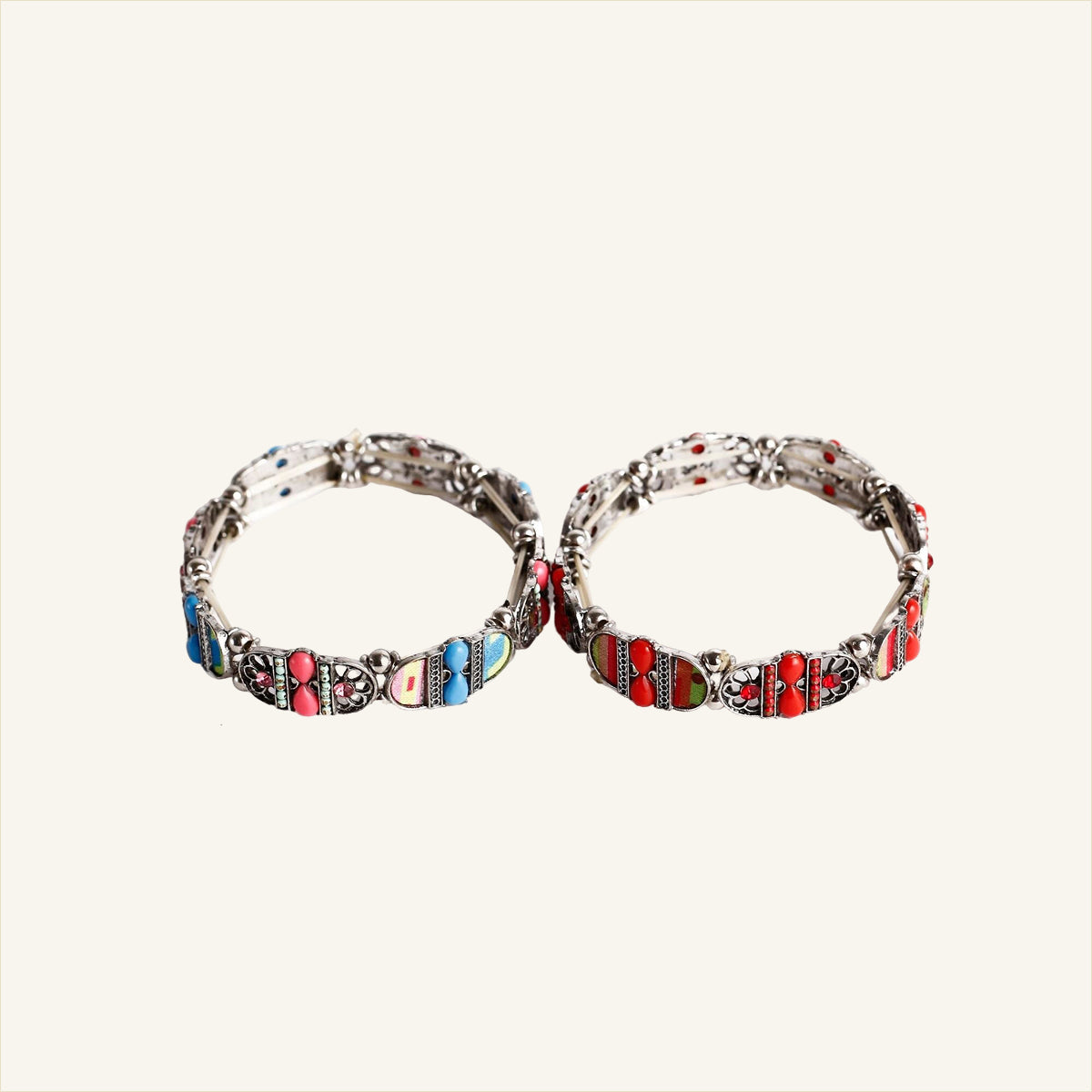 Boho Multicolor Stone Stretch Bracelet Set