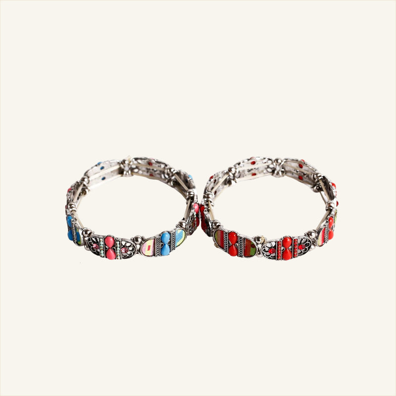 Boho Multicolor Stone Stretch Bracelet Set