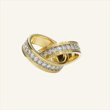 Diamond Pavé Interlocking Trinity Ring in 18kt Gold