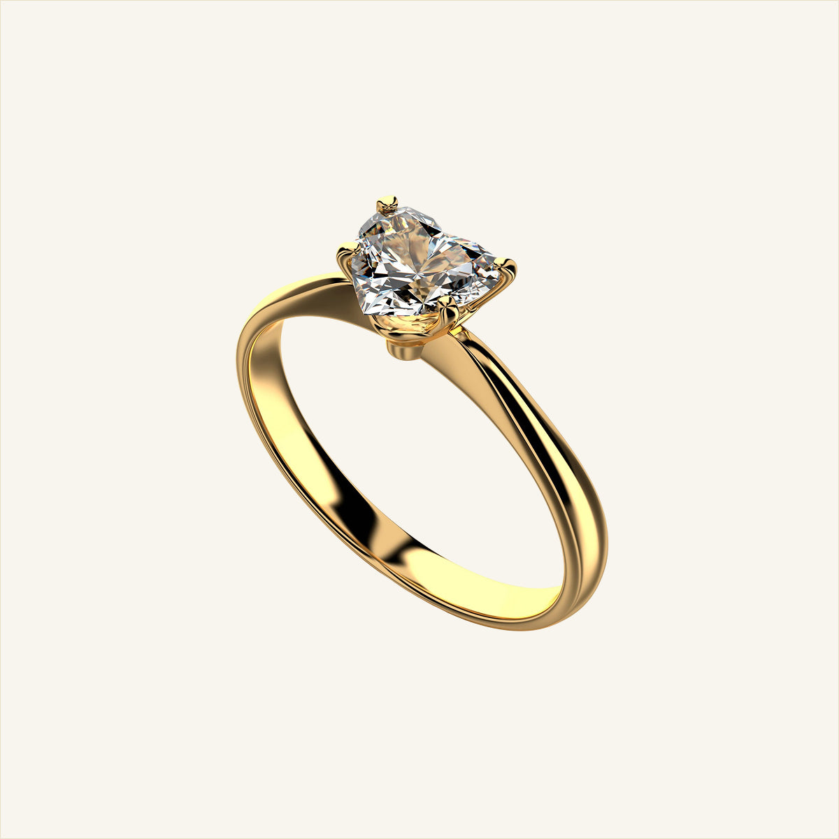 Heart-Cut Diamond Solitaire Gold Ring