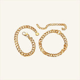 Gold Cuban Link Chain Bracelet Set