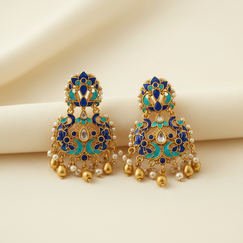 Kundan Meenakari Earrings – Enamel
