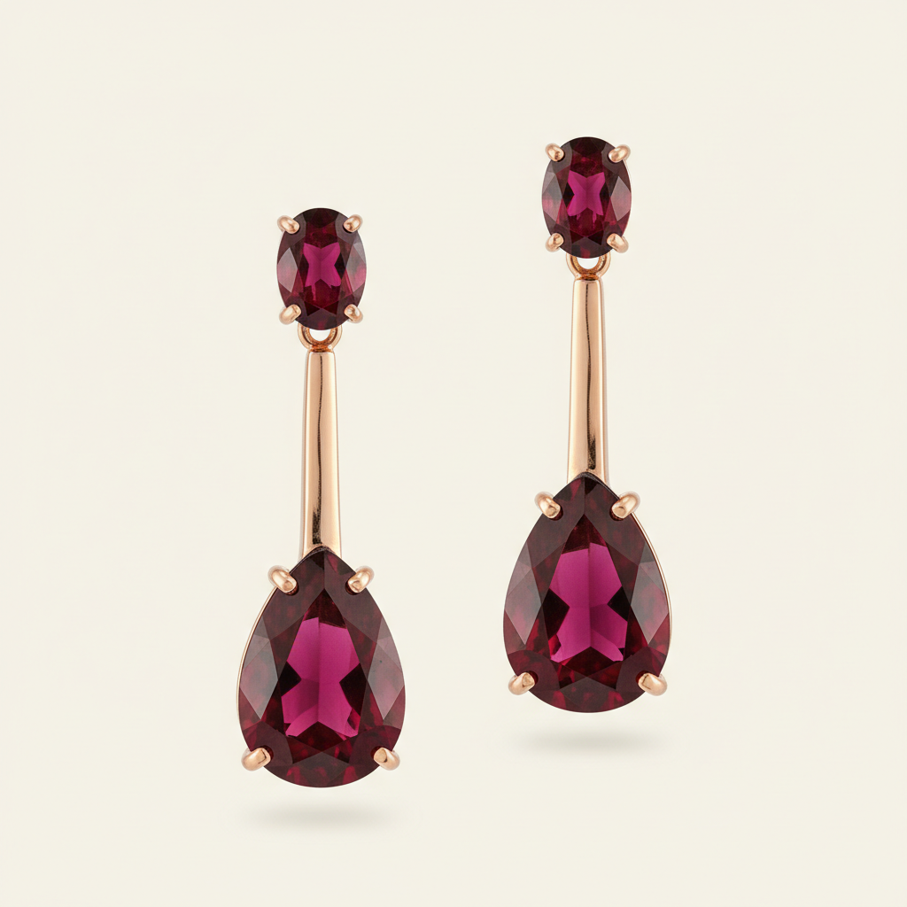 Modern Ruby Drop Earrings