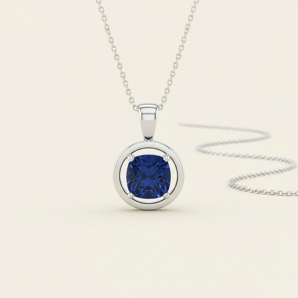 Modern Sapphire Pendant Necklace
