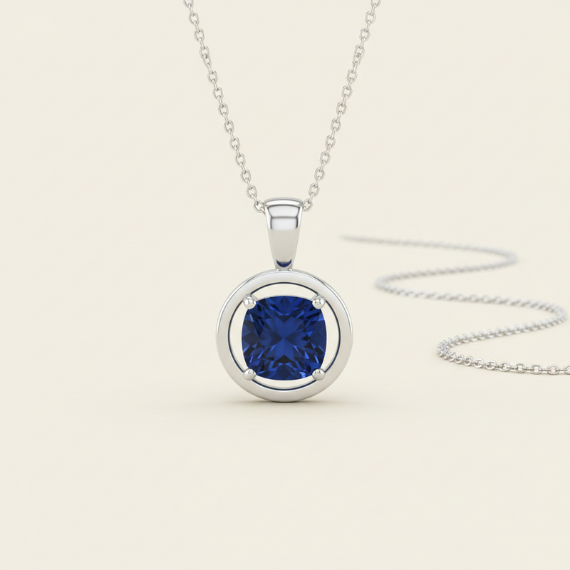 Modern Sapphire Pendant Necklace