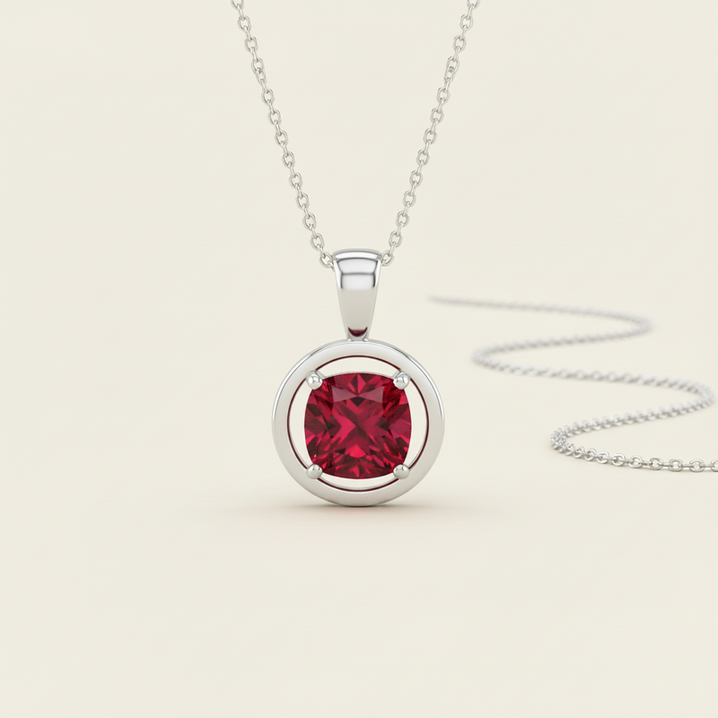 Modern Sapphire Pendant Necklace